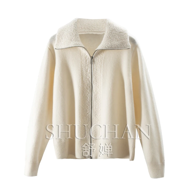 

Французская цветочная пряжа, шерстяная кашемировая петля, флисовый воротник-стойка, свитер-поло с воротником-стойкой, кардиган, женская куртка 5Y77