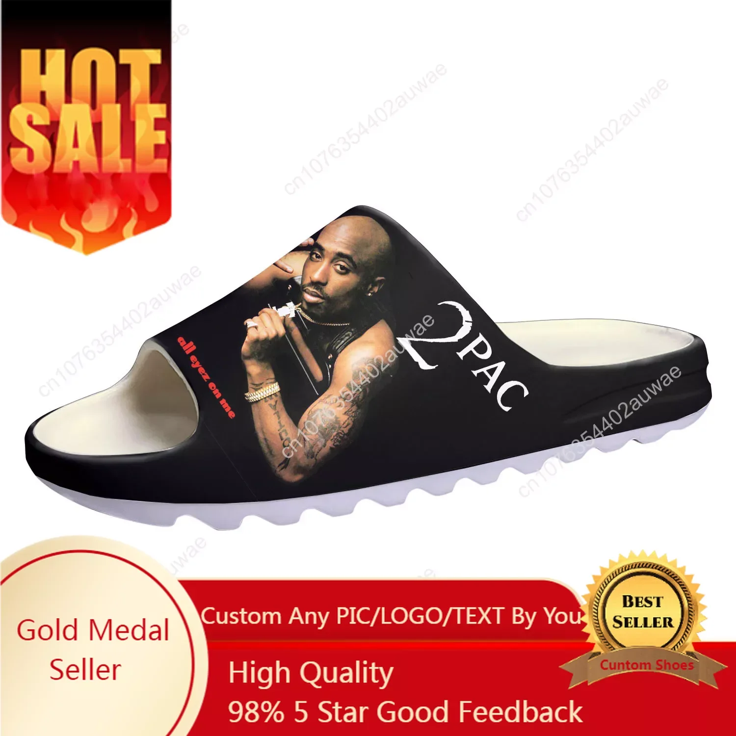 

2Pac Tupac Rap Soft Sole Sllipers Home Clogs Step on Water Shoes Mens Womens Teenager Customize Bathroom Beach on Shit Sandals