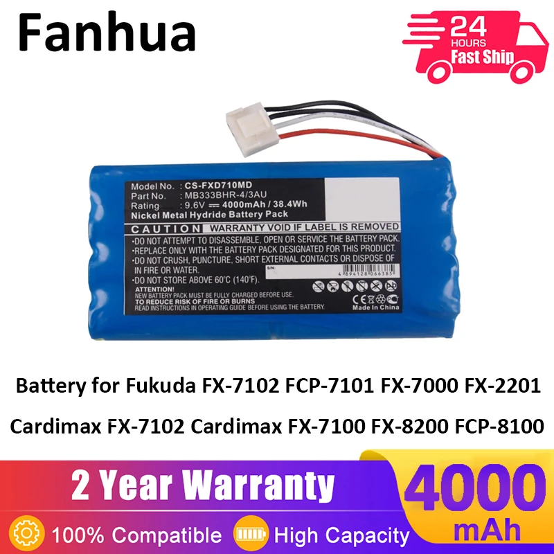 

Fanhua Battery for Fukuda FX-7102 FCP-7101 FX-7000 FX-2201 Cardimax FX-7102 Cardimax FX-7100 FX-8200 FCP-8100 4000mAh 9.6V