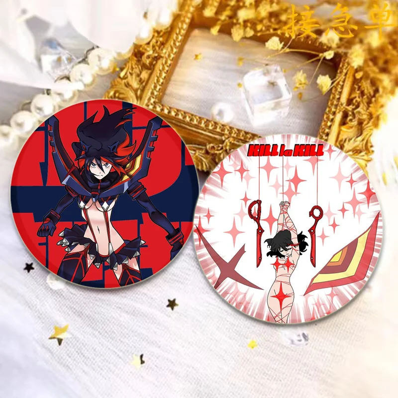 Kill La Kill Round Brooches for Backpack Anime Figure Lapel Pins Matoi Ryuuko Cartoon Badge Accessories Clothes Decoration Gifts