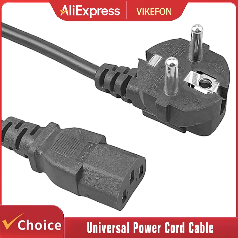 สายไฟอเนกประสงค์ EU/US ยาว 1.5 เมตร 5 ฟุต 3 ขา 18 AWG 60C 250V สำหรับ NEMA 5-15P ถึง IEC320C13 สีดำ PWC75A150 EU/US