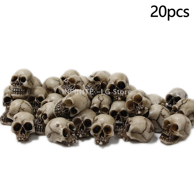 20Pcs Mushroom Ornament Landscape Garden Potted Gothic Skull/ Mushroom Sculptures Collectable Halloween Decoration Skeleton