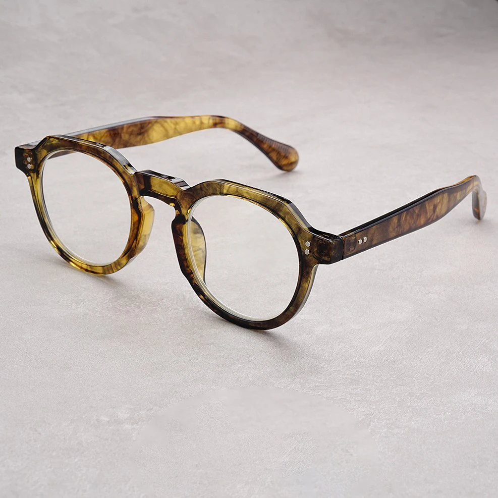 KAMMPT Vintage Round Glasses Men Fashion Tortoiseshell Rim Optical Frames 2025 New Trendy Retro Blue Light Blocking Eyeglasses