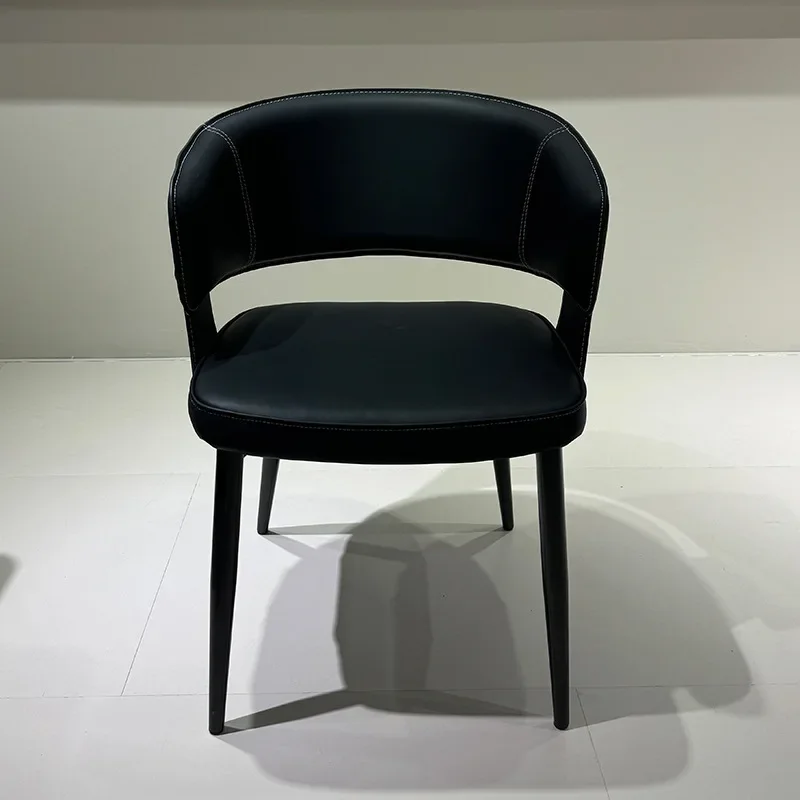 dining chair, modern light luxury backrest, designer chair, Italian medieval saddle leather, soft bag dining table chair