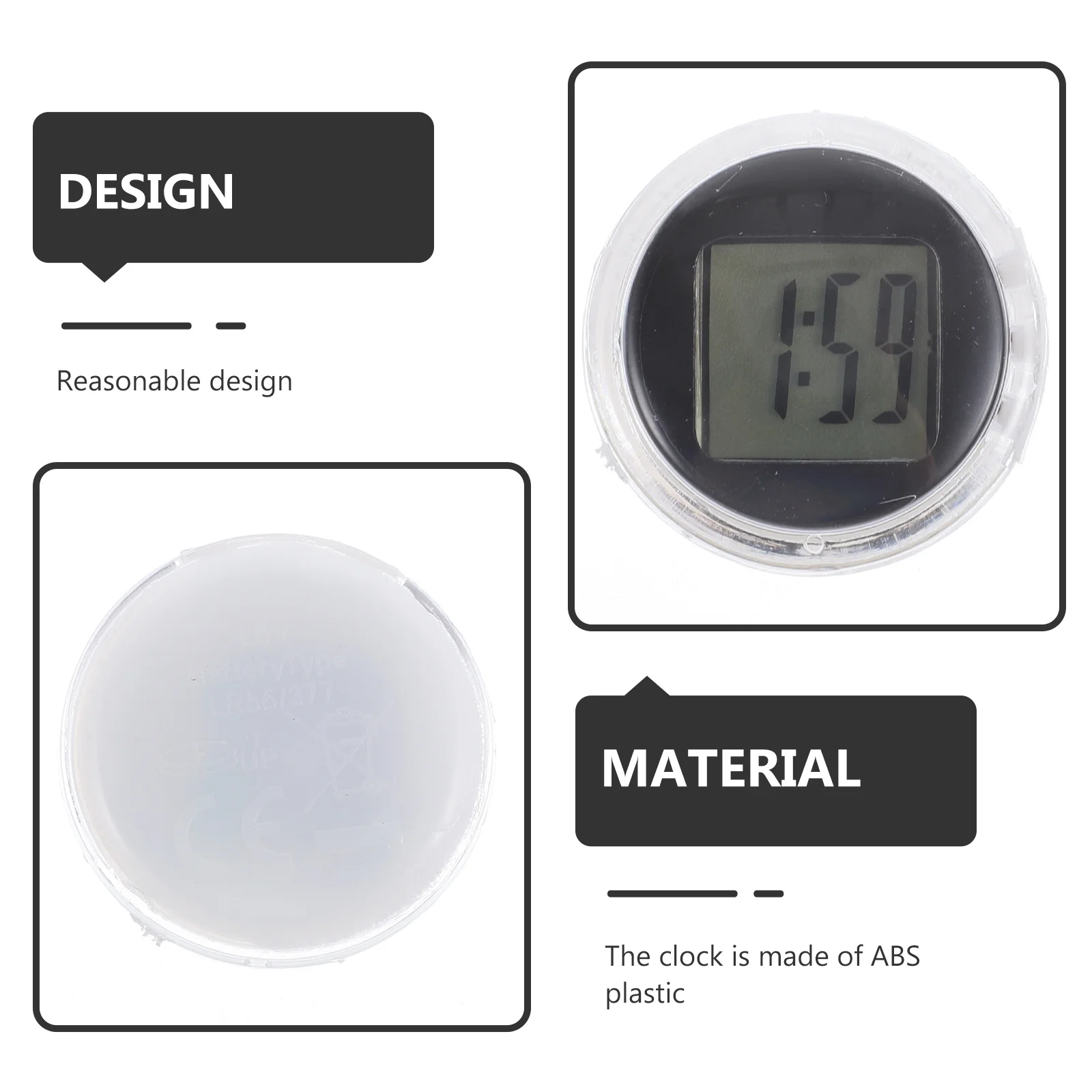 

3Pcs Electronic Clock Accessories Accurate Timekeeping Mini Digital Clock Stick on for Auto Motorcycle Decoration