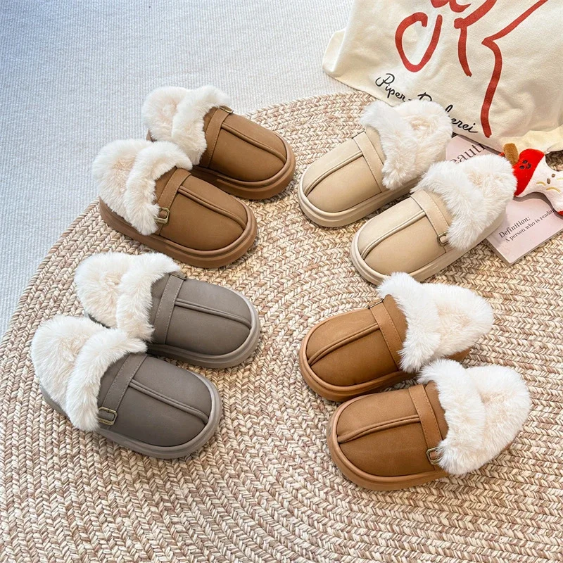 

Children's Woolen Cotton Shoes Fashion Warm Non-slip Boys Girls Casual Shoes Gray Soft Kids Anti-slippery Cotton Slippers Shoes