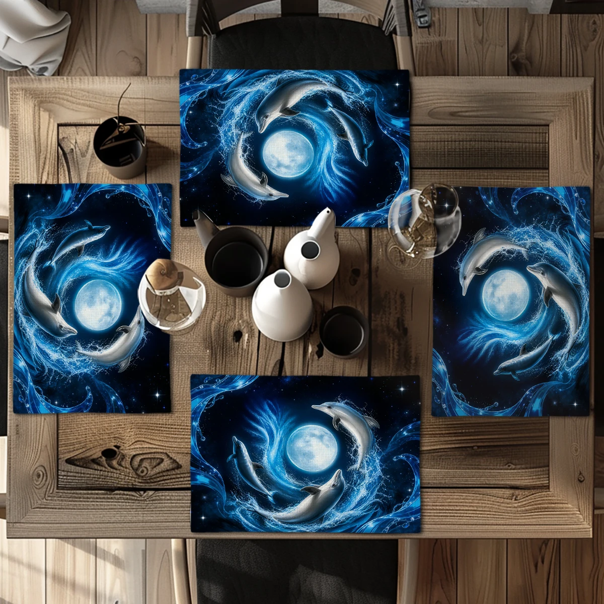 Funny French Bulldog Heart Pattern Polyester Placemat - Decorative Table Mat for Dining, Lovely Creative Home Table Decoration