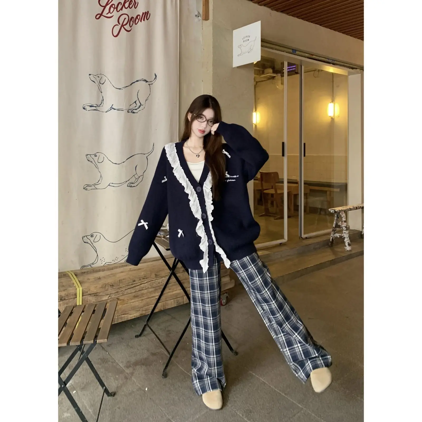 

Женский вязаный свитер Long Sve с кружевной отделкой, свободный крой, сладкий пряный дизайн, зимняя мода Ci Walk V Ne Easy Care