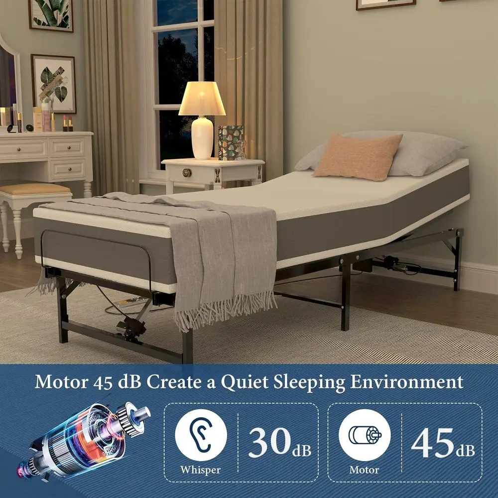 Cadre de lit réglable en acier Twin XL avec inclinaison indépendante de la tête et du pied, télécommande incluse, rétention du matelas