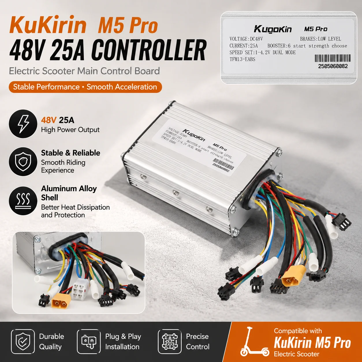 Contrôleur principal 48V 25A pour trottinette électrique KuKirin M5 Pro – Pièce de rechange pour carte de contrôle de vitesse