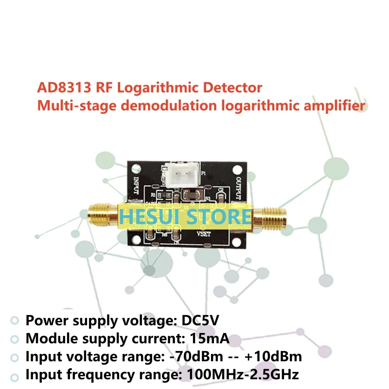 AD8313 module multi-stage demodulation logarithmic amplifier 0.1GHz-2.5GHz RF logarithmic detector