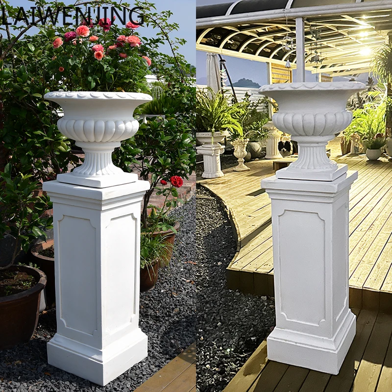 

HLZ двор вилла вход большой цветочный горшок римский столб отель открытый сад украшение дома