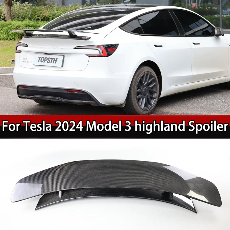 

For 2024 Tesla Model 3 highland Carbon Fiber GT tail Spoiler Wing Performance Rear Spoiler Trunk Wing Lip Exterior Accessories