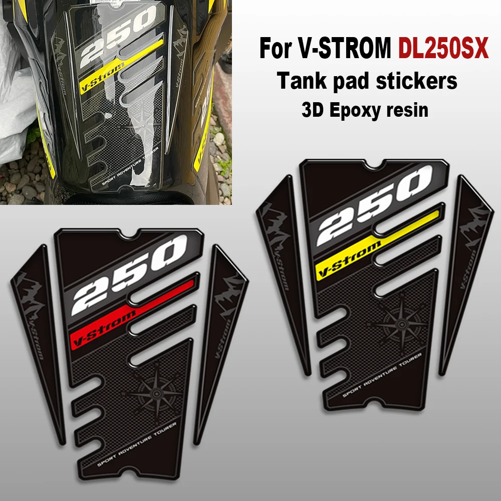 

﻿ 3D наклейки из эпоксидной смолы, комплект наклеек на бак мотоцикла, защитные наклейки для Suzuki V-STROM V STROM DL 250 SX 250 SX