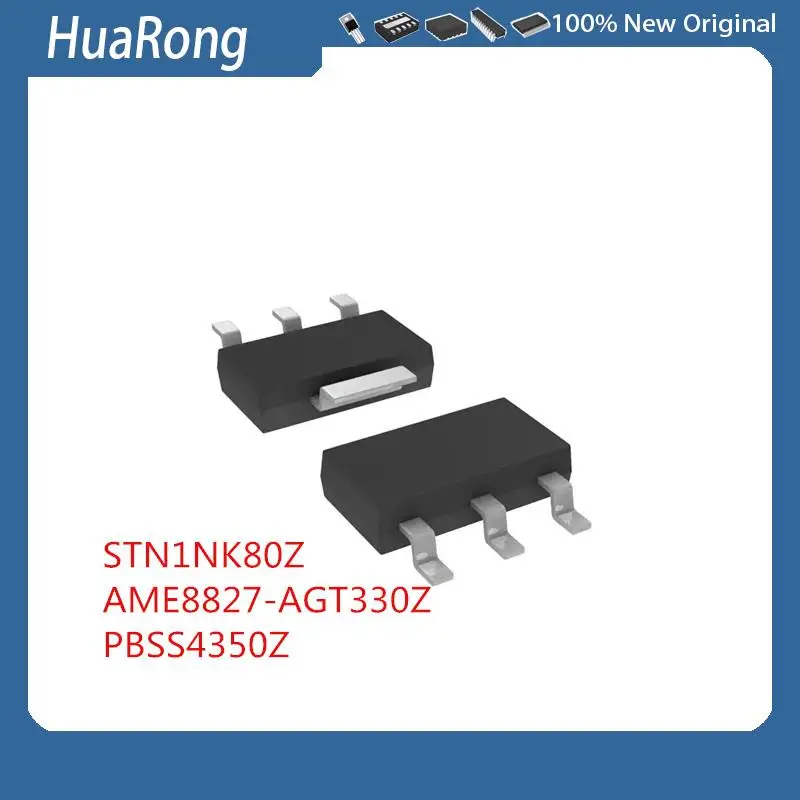 10Pcs/Lot   MOS STN1NK80Z N1NK80Z  AME8827-AGT330Z  SOT-223 800V 0.25A N   PBSS4350Z