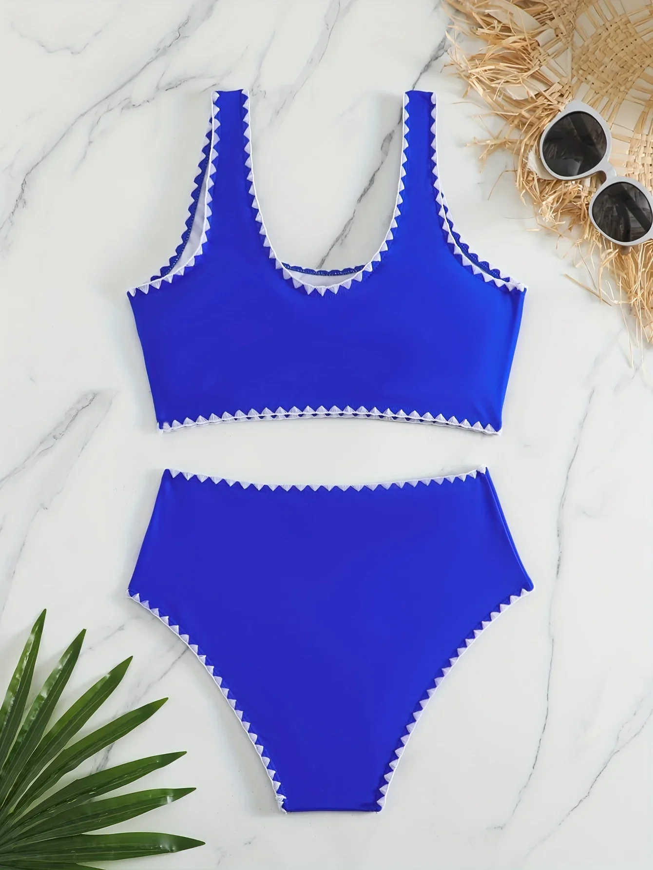 Damesbikinis Badpak met hoge taille Tweedelige geribbelde bikinisets Crop top Gewatteerde tanktops Hoog uitgesneden brutale badpakken