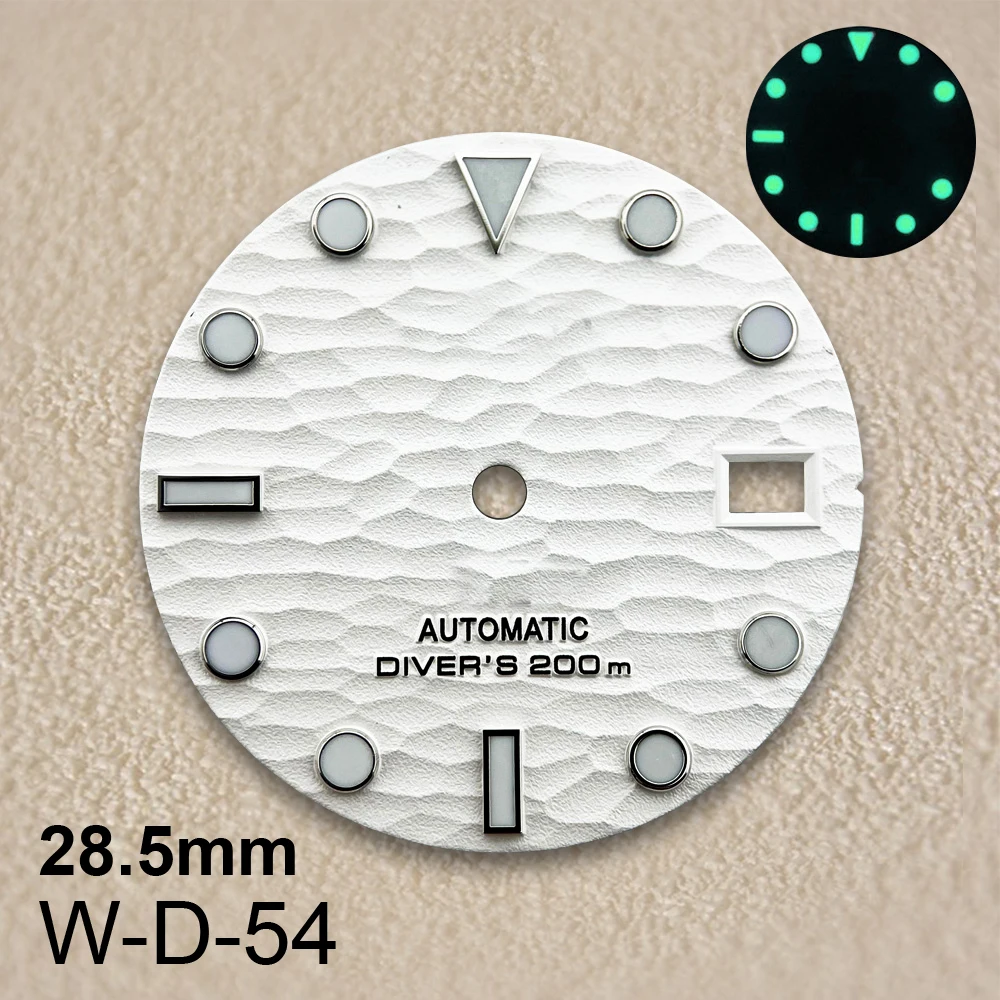 28.5mm S Logo 3D Wave Dial Suitable for NH35/NH36 Japanese Movement Green Luminous High Quality Watches Modified Accessories