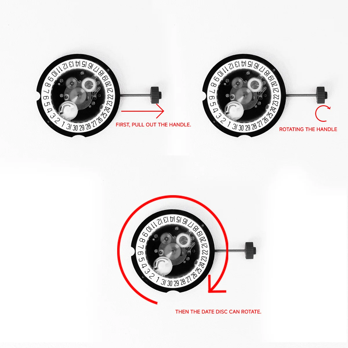 حركة روندا السويسرية الجديدة 505، حركة كوارتز ثلاثية الدبابيس 505، ملحقات الساعة