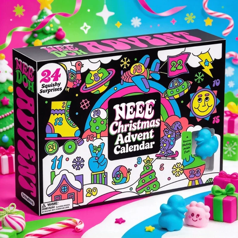 2027 NeeDoh Advent Calendar 3D PVC Fidget Doll Christmas Countdown Surprise Box Stress Relief Sensory Toy New Year Holiday