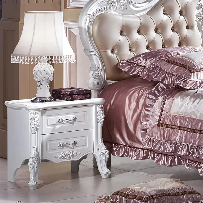 

Walnut colored wooden bedside table storage, multi-functional bedside table