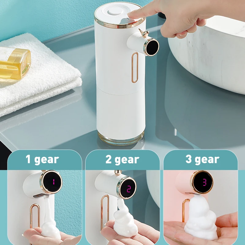 Interhasa! Dispensador automático de jabón para baño, dispositivo desinfectante de manos con carga USB, sin contacto, de espuma dispensador de jabón