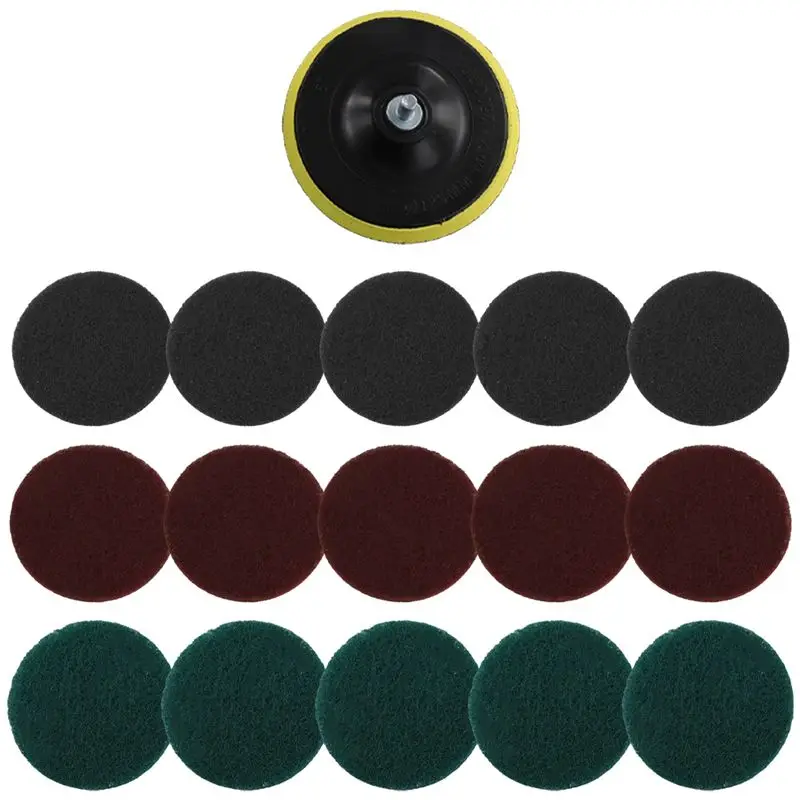A68P-16Pcs 5Inch 3 Different Color Scrubbing Pads Drill Powered Brush Tile Scrubber Scouring Pads Cleaning Kit,Abrasive Buffing