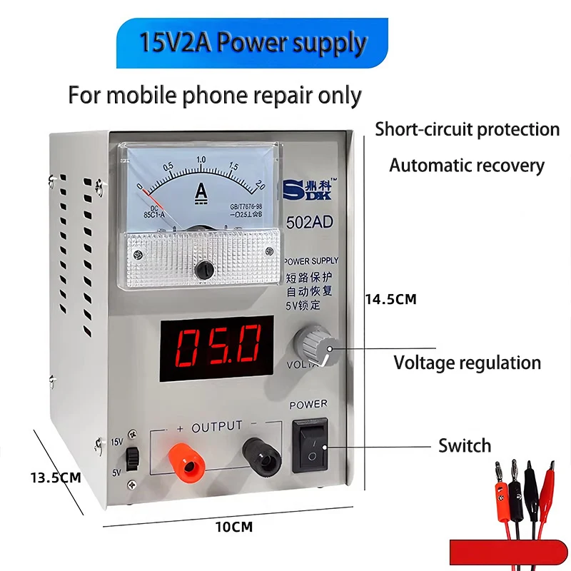 Dingkke 1502AD Adjustable Digital Voltage Regulator 15V 2A Phone Repair Power Supply Regulated Power Supply for Electronics Repa