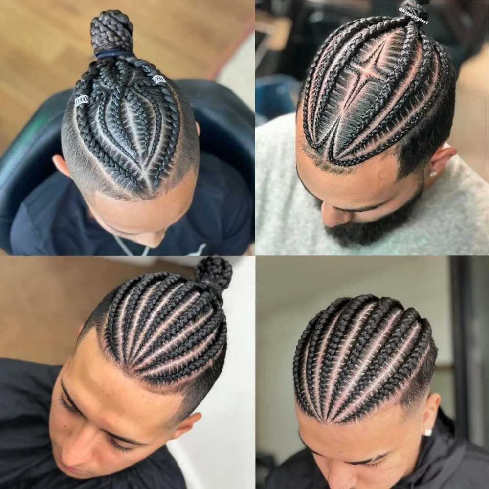 

Unisex Q6 Lace Cornrow Braids Wig - 100% Human Hair Medical Grade System, Breathable Glueless for Men Women