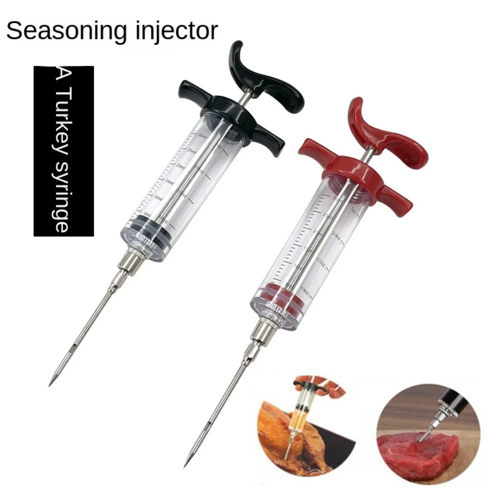 Juego de jeringuillas de especias con 3 agujas de acero inoxidable, jeringa de grado alimenticio PP para barbacoa, carne, salsa de cocina, jeringa de adobo para el hogar y al aire libre