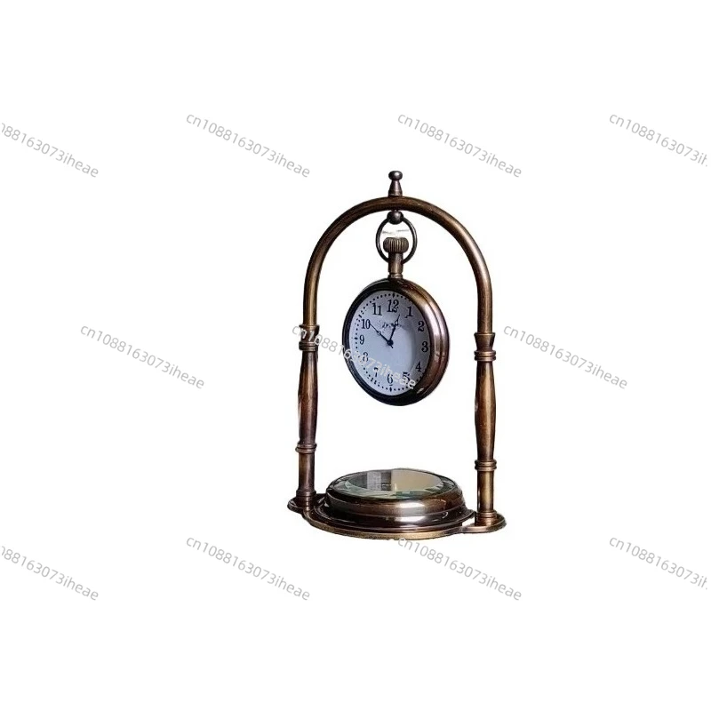 Living room desk imported brass mediaeval compass holder clock table clock decoration desktop porch ornaments