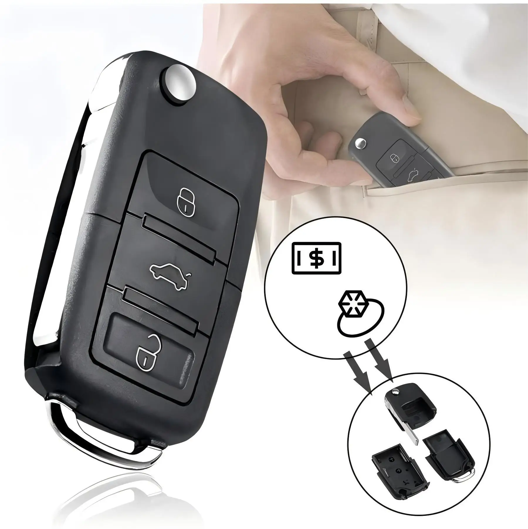 Creative Mini Dummy Car Key with Hidden Safe Box Secret Compartment Stash for Money Pills Coin - Discreet Storage Solution