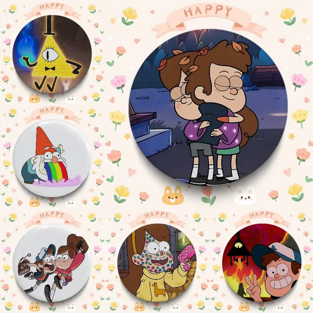 Cute G-Gravity Falls-S Badges 25 32 44 58 75 Mm Round Cosplay Pin Bag Decor Fans Collect Friends Gifts Brooch Souvenir