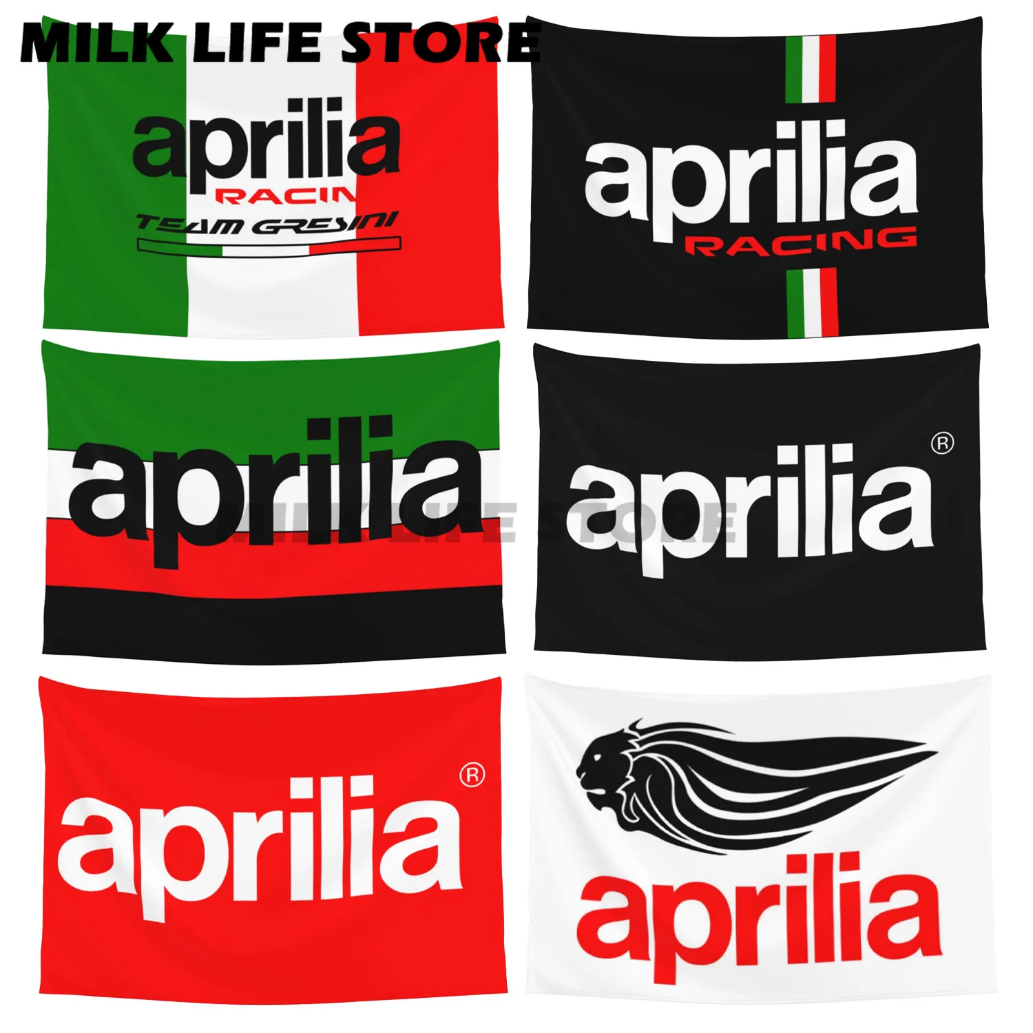 

Double-sided Printing 3x5 Ft Motorcycle A-aprilias Flag Polyester Banner for Garage Wall Art Decoration with Brass Grommets
