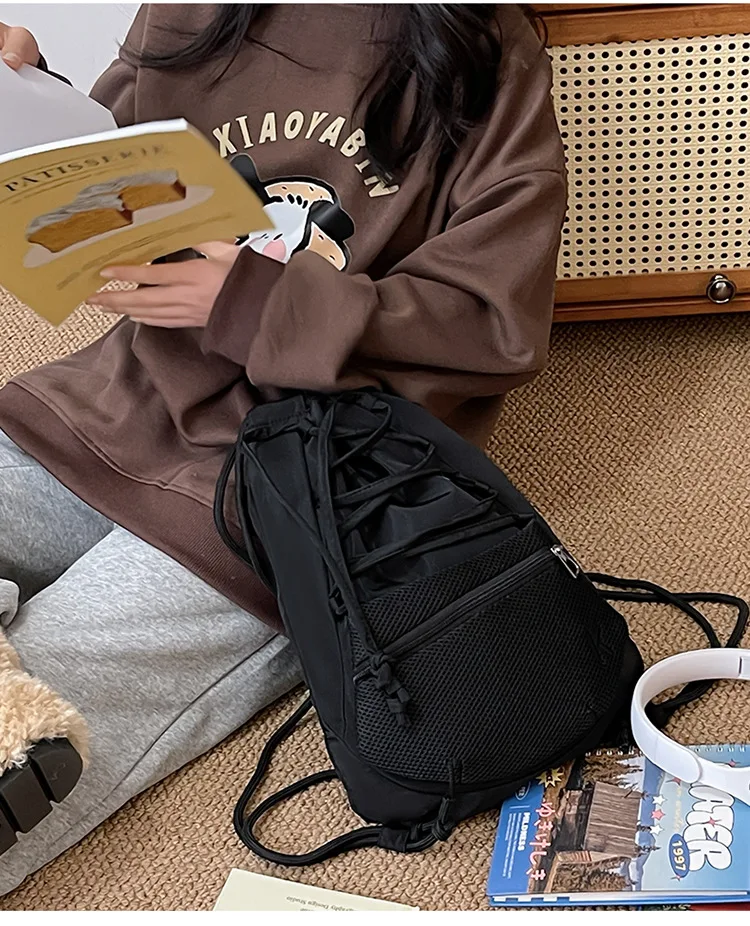 1 حقيبة ظهر عملية بجيب شبكي برباط للرياح، حقيبة لياقة رياضية كاجوال الكل في واحد، حقيبة للتنقل من الدرجة الأولى