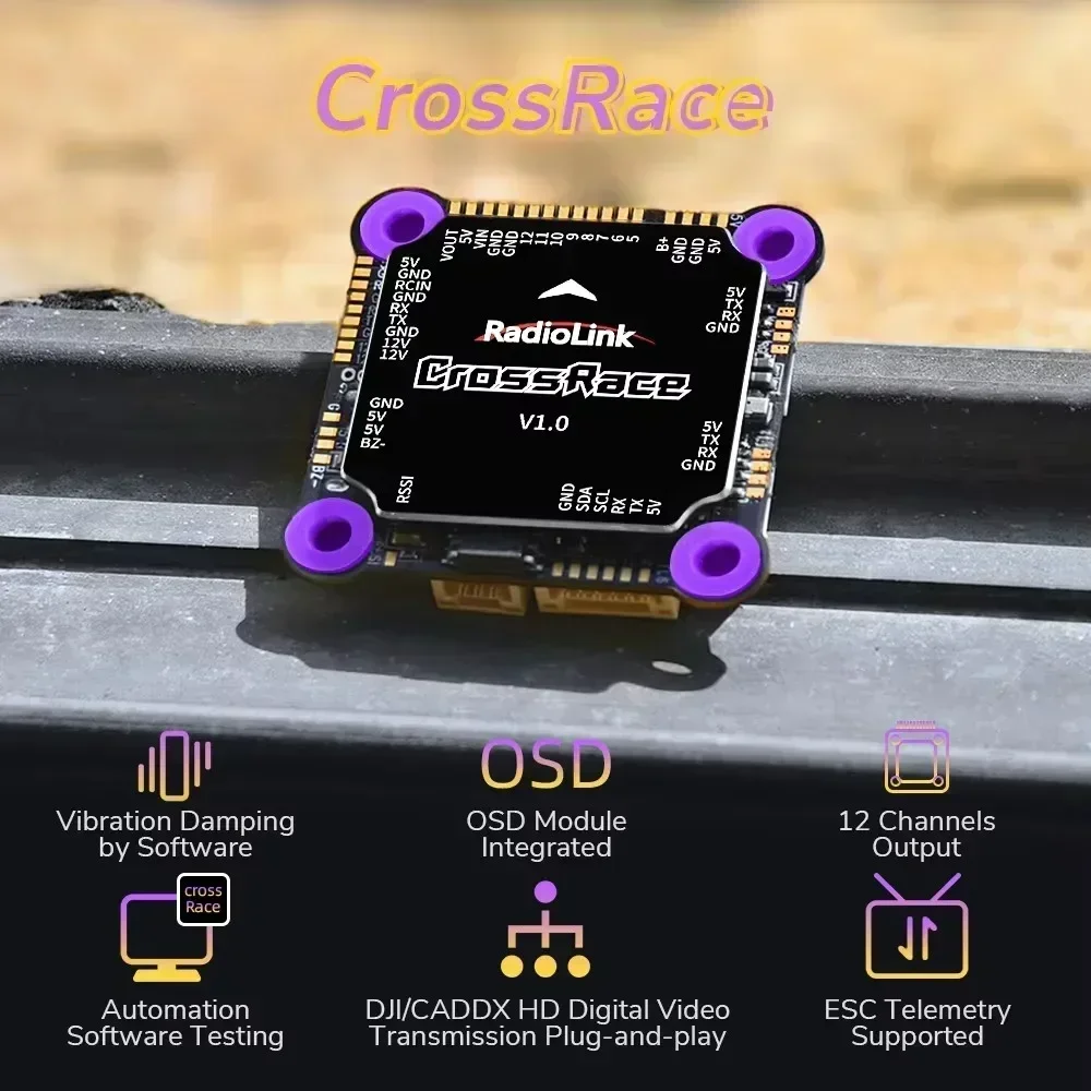 TopEsHobbyFly CrossRace RC Flight Controller 12CH OSD 4-in-1 ESC Plug-and-play For 2-8 Axis FPV Racing Drone Multirotor