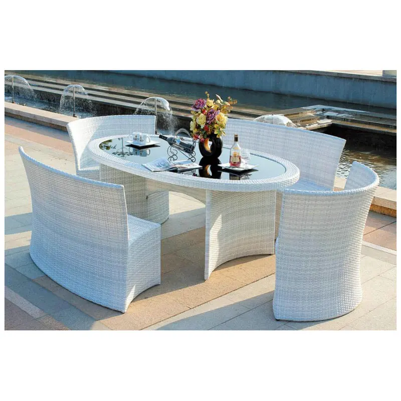 

Outdoor rattan dining table and chair combination, courtyard garden table and chair, imitation rattan furniture