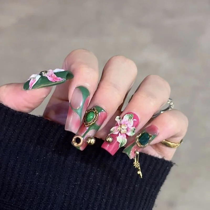 3D 네일 아트 몰드 곡선형 백합 꽃 디자인 투명 실리콘 템플릿 DIY 네일 장식용