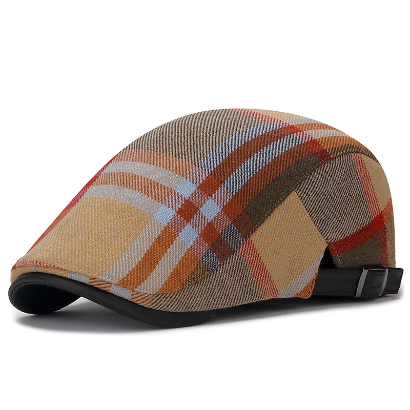 2023 New Men Beret Cap Autmn Winter British Vintage Newsboy Hats For Women Painter Peaked Caps Fashion Casual Plaid Boina Hombre