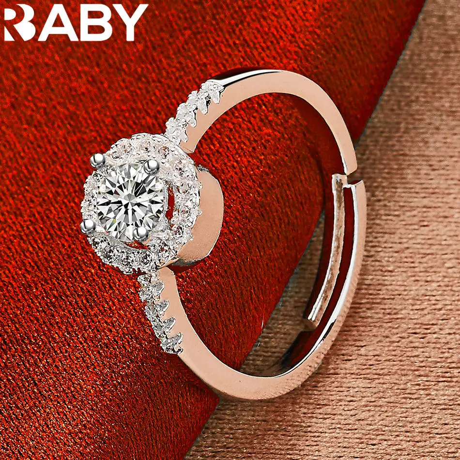 

URBABY 925 Sterling Silver Zircon Wedding Ring For Women and Men Fashion Jewelry Classic Simple Grace Engagement Accessories