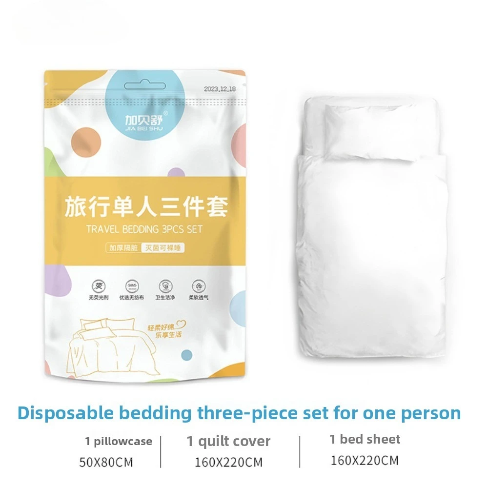 

Disposable four piece bed sheet set, duvet cover, pillowcase, hotel travel portable bed sheet, double bedding