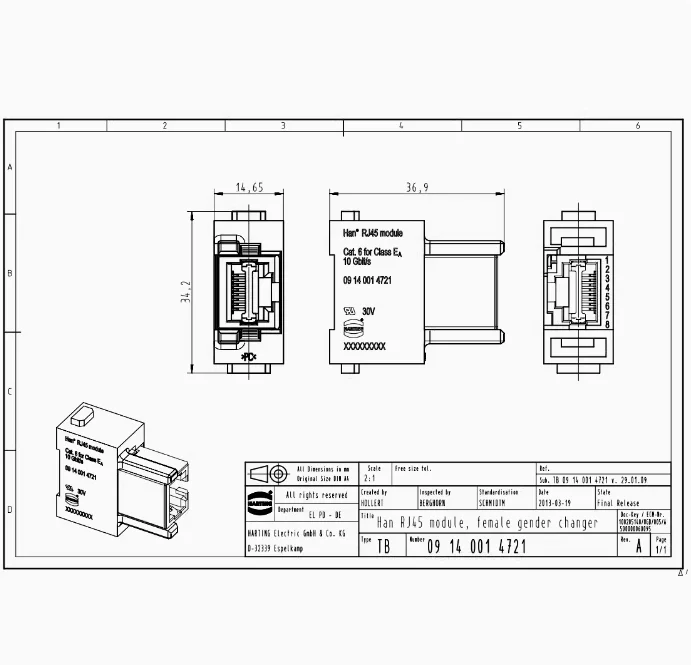 Módulo Ethernet Plug Rede Han, Módulo Han RJ45, 09140014721