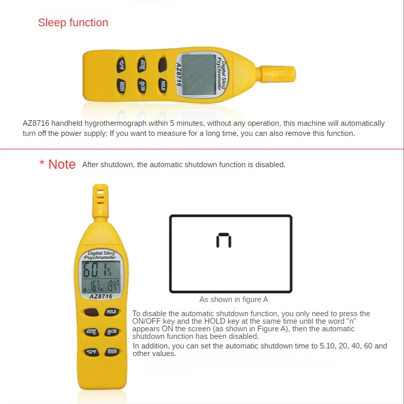 AZ8716 Digital Pocket Type Hygro-Thermometer dew point temperature wet ball detector Psychrometer tool