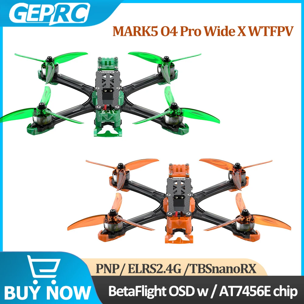 

GEPRC MARK5 O4 Pro Wide X WTFPV RC Quadcopter 2107.5 1960KV XT60 Разъем питания PNP/ELRS 2.4G/TBS NanoRX Приемник GEP-BL32 50A