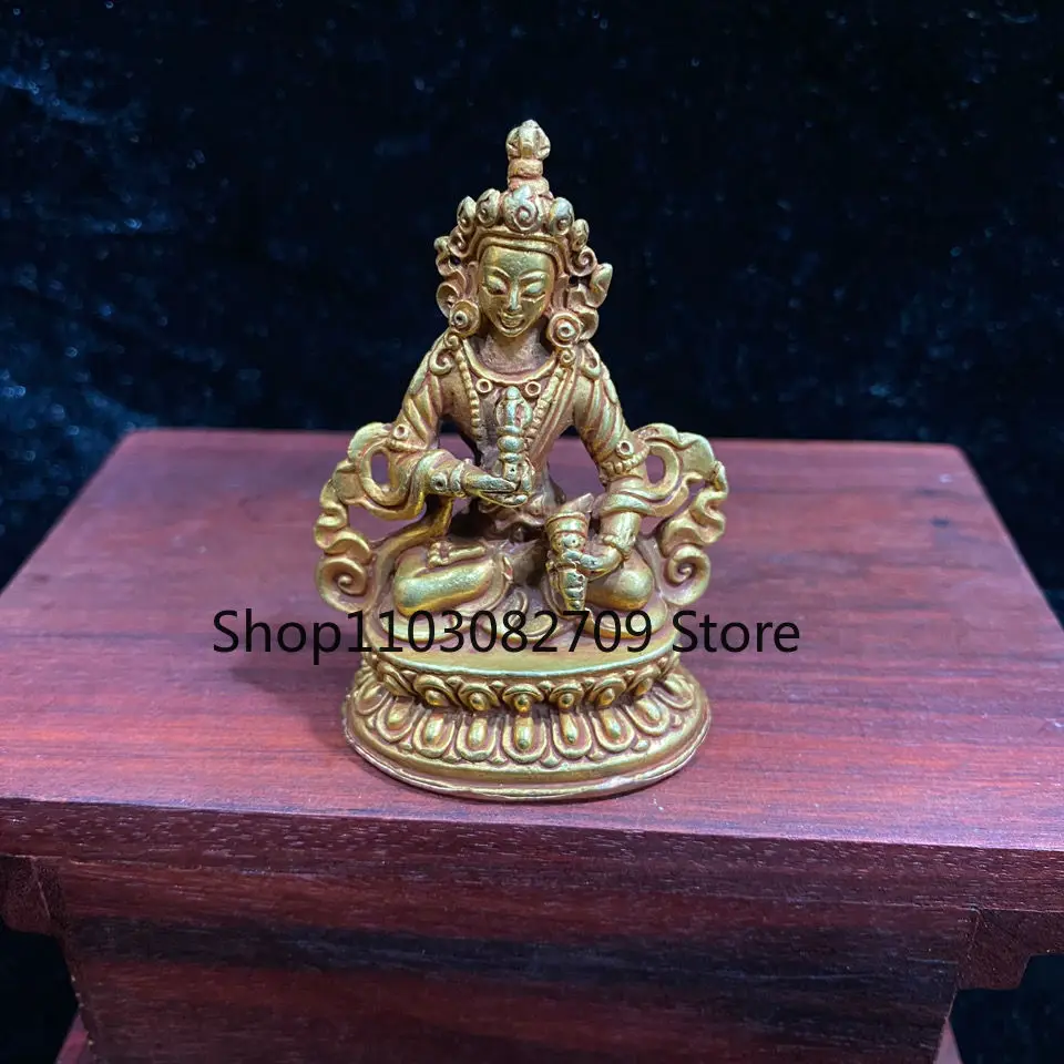 Nepalese copper gilt Tibetan Vajra Brado Buddha statue ornament easy to carry around (about 5.5 cm high)