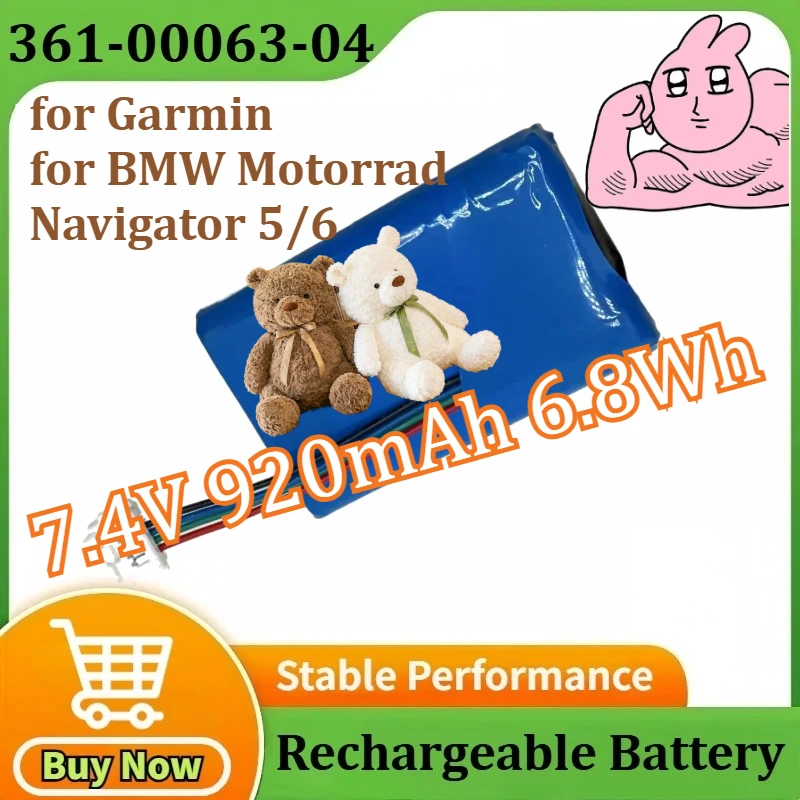 

361-00063-00 361-00063-04 7.4V 920mAh 6.8Wh for Garmin for BMW Motorrad Navigator 5 6 High Quality Batteries Replacement