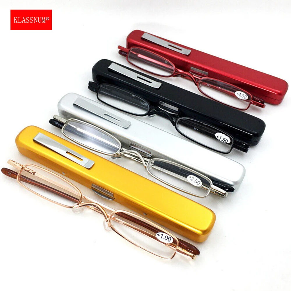 Pocket Reading Glasses Women Ultra-light Portable Magnifier with Case Men Slim Presbyopia Eyeglass Eyeglasses Diopter Plus 2.5