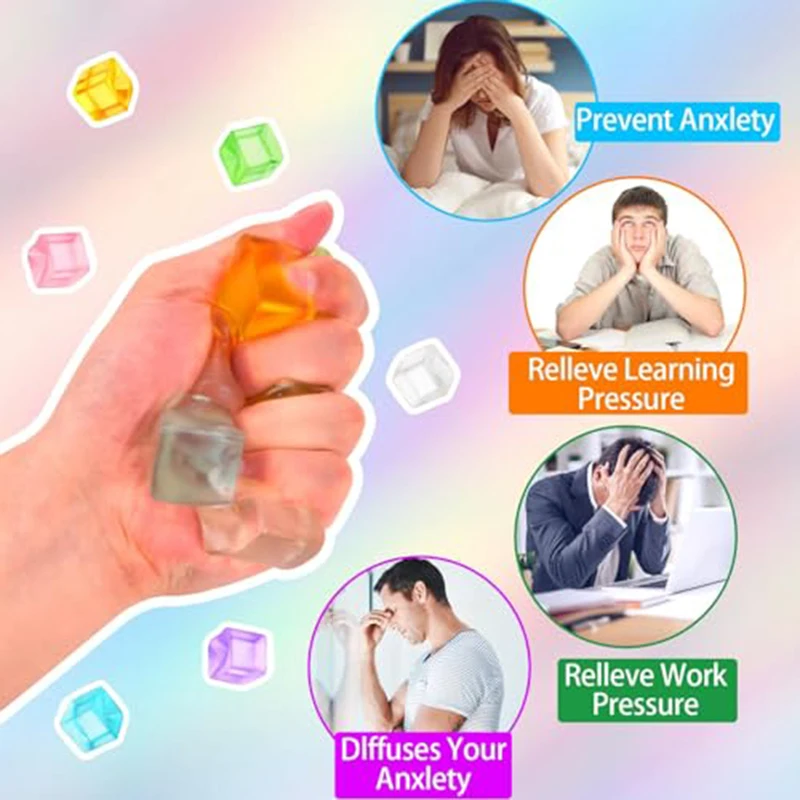 

Square Ice Cube Squishy Stress Relief Ball, Soft Maltose Water Sensory Fidget Toys For ADHD Autism Kids Adults, Anti-Anxiety Squeeze Vent Hand Toy, Classroom Office Birthday Christmas Halloween Party Favor Bulk Gifts Wholesale Dropshipping
