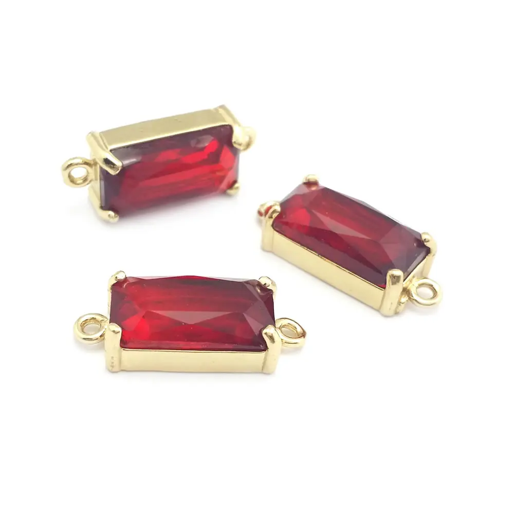 6 قطعة 8x16 مللي متر عالية الجودة الشمبانيا الذهب اللون النحاس والزجاج 2 ثقوب مستطيل ربط Charms المعلقات مجوهرات Diy بها بنفسك اكسسوارات