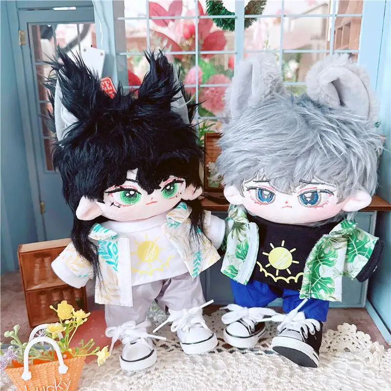 1SET 20CM Star Doll Clothes T-shirt+Coat +Pants Sunshine Beach Wear Dress Up Plush Doll Accessories Kpop idol Dolls Gift DIY Toy