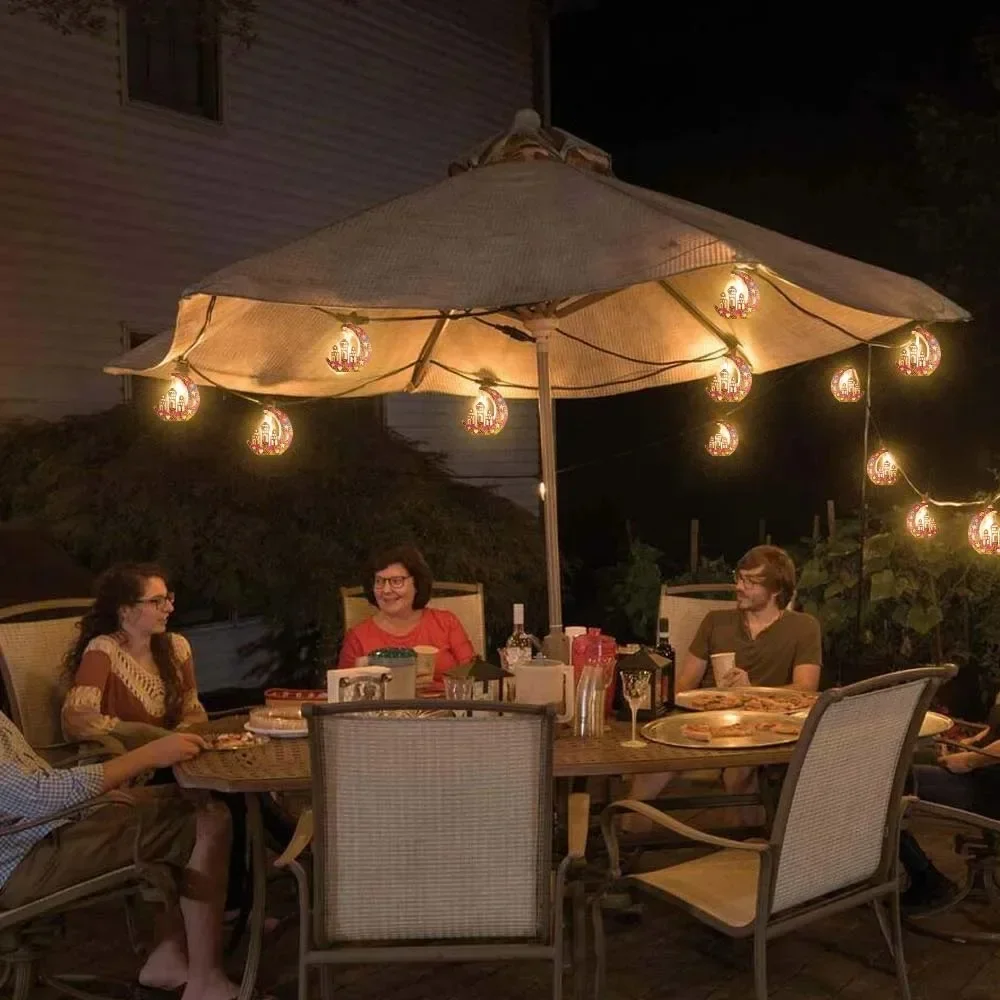 Christmas Deer Snowflake LED String Lights Battery Powered Fairy Decorations Xmas Tree Ornament 2025 New Year Gift Navidad